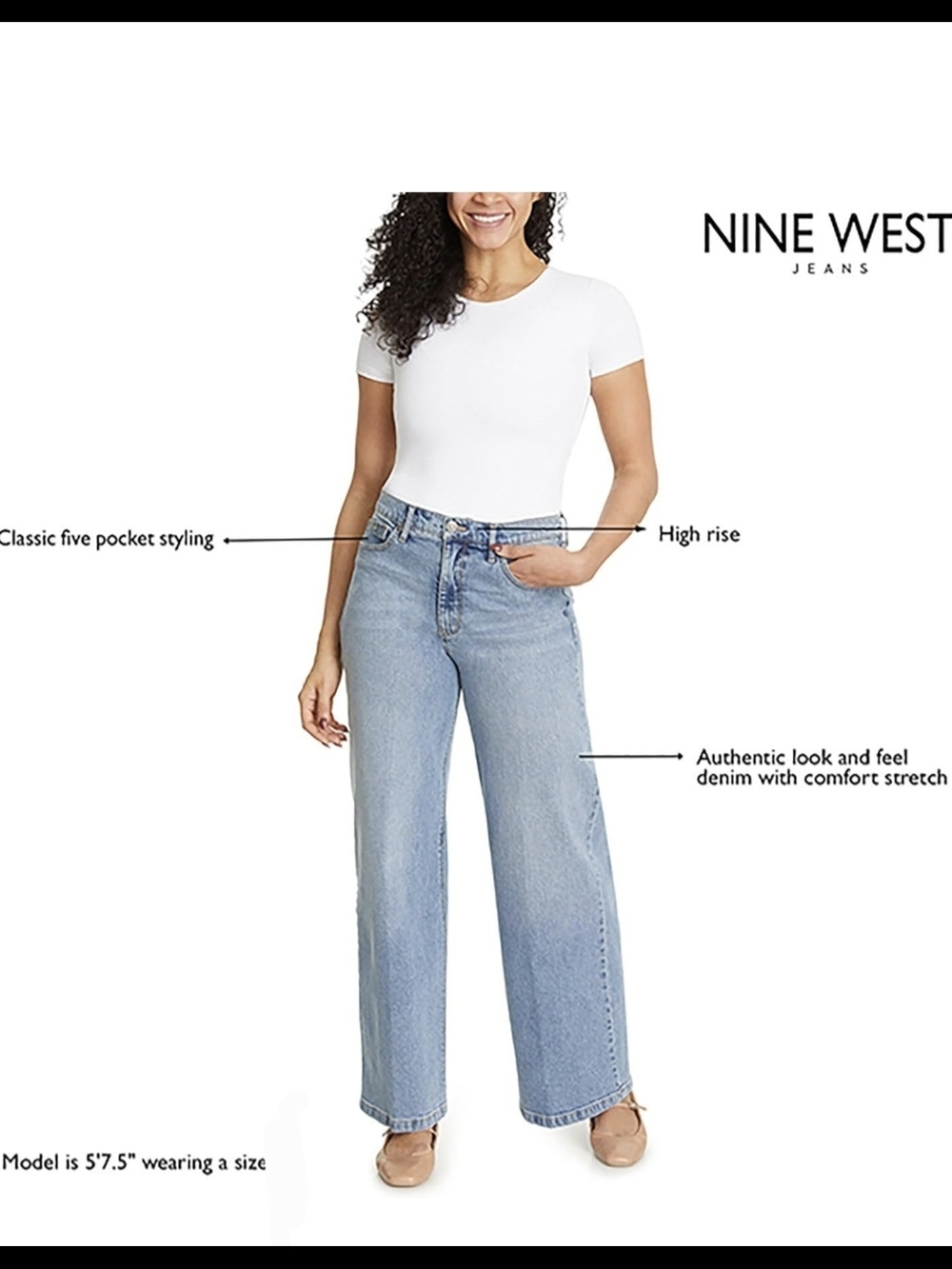 Nine West High-Rise Wide Leg Jeans in Light Blue